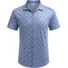 COOFANDY Mens Casual Button Down Shirt Short Sleeve Wrinkle Free Shirts Summer Shirt(Blue Palm Tree)