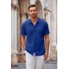 COOFANDY Mens Casual Button Down Shirt Short Sleeve Wrinkle Free Shirts Summer Shirt(Classic Blue)