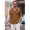 COOFANDY Mens Casual Button Down Shirt Short Sleeve Wrinkle Free Shirts Summer Shirt(Light Brown)