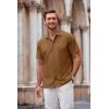 COOFANDY Mens Casual Button Down Shirt Short Sleeve Wrinkle Free Shirts Summer Shirt(Light Brown)