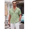 COOFANDY Mens Casual Button Down Shirt Short Sleeve Wrinkle Free Shirts Summer Shirt(Light Green)