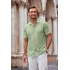 COOFANDY Mens Casual Button Down Shirt Short Sleeve Wrinkle Free Shirts Summer Shirt(Light Green)