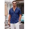 COOFANDY Mens Casual Button Down Shirt Short Sleeve Wrinkle Free Shirts Summer Shirt(Navy Shark)