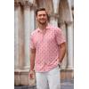 COOFANDY Mens Casual Button Down Shirt Short Sleeve Wrinkle Free Shirts Summer Shirt(Orange Pink Palm Tree)