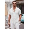 COOFANDY Mens Casual Button Down Shirt Short Sleeve Wrinkle Free Shirts Summer Shirt(White)