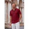 COOFANDY Mens Casual Button Down Shirt Short Sleeve Wrinkle Free Shirts Summer Shirt(Wine Red)