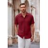 COOFANDY Mens Casual Button Down Shirt Short Sleeve Wrinkle Free Shirts Summer Shirt(Wine Red)