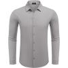 COOFANDY Men’s Casual Button Down Shirt Wrinkle Free Shirts Long Sleeve Dress Shirt(Light Gray)