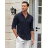 COOFANDY Men’s Casual Button Down Shirt Wrinkle Free Shirts Long Sleeve Dress Shirt(Navy Blue)