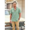 COOFANDY Men’s Casual Button Down Shirts Short Sleeve Banded Collar Dress Shirts Solid Summer Beach Tops(Light Green)