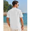 COOFANDY Men’s Casual Button Down Shirts Short Sleeve Banded Collar Dress Shirts Solid Summer Beach Tops(White)