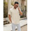 COOFANDY Mens Casual Button Down Shirts Short Sleeve Summer Untucked Dress Shirt with Pocket(Beige)