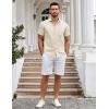 COOFANDY Mens Casual Button Down Shirts Short Sleeve Summer Untucked Dress Shirt with Pocket(Beige)