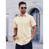 COOFANDY Mens Casual Button Down Shirts Short Sleeve Summer Untucked Dress Shirt with Pocket(Beige)