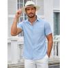 COOFANDY Mens Casual Button Down Shirts Short Sleeve Summer Untucked Dress Shirt with Pocket(Blue)
