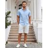 COOFANDY Mens Casual Button Down Shirts Short Sleeve Summer Untucked Dress Shirt with Pocket(Blue)