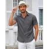 COOFANDY Mens Casual Button Down Shirts Short Sleeve Summer Untucked Dress Shirt with Pocket(Deep Grey)