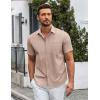 COOFANDY Mens Casual Button Down Shirts Short Sleeve Summer Untucked Dress Shirt with Pocket(Khaki)