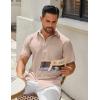 COOFANDY Mens Casual Button Down Shirts Short Sleeve Summer Untucked Dress Shirt with Pocket(Khaki)