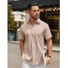 COOFANDY Mens Casual Button Down Shirts Short Sleeve Summer Untucked Dress Shirt with Pocket(Khaki)