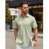 COOFANDY Mens Casual Button Down Shirts Short Sleeve Summer Untucked Dress Shirt with Pocket(Light Green)