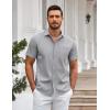 COOFANDY Mens Casual Button Down Shirts Short Sleeve Summer Untucked Dress Shirt with Pocket(Light Grey)