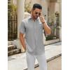 COOFANDY Mens Casual Button Down Shirts Short Sleeve Summer Untucked Dress Shirt with Pocket(Light Grey)