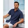 COOFANDY Mens Casual Button Down Shirts Short Sleeve Summer Untucked Dress Shirt with Pocket(Navy Blue)