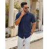 COOFANDY Mens Casual Button Down Shirts Short Sleeve Summer Untucked Dress Shirt with Pocket(Navy Blue)