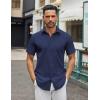 COOFANDY Mens Casual Button Down Shirts Short Sleeve Summer Untucked Dress Shirt with Pocket(Navy Blue)