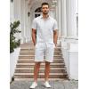 COOFANDY Mens Casual Button Down Shirts Short Sleeve Summer Untucked Dress Shirt with Pocket(White)