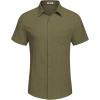 COOFANDY Men’s Casual Button Down Shirts Short Sleeve Textured Summer Beach Shirt with Pocket(Army Green)
