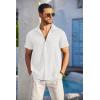 COOFANDY Men’s Casual Button Down Shirts Short Sleeve Textured Summer Beach Shirt with Pocket(A-white)