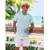 COOFANDY Men’s Casual Button Down Shirts Short Sleeve Textured Summer Beach Shirt with Pocket(Baby Blue)