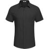 COOFANDY Men’s Casual Button Down Shirts Short Sleeve Textured Summer Beach Shirt with Pocket(Black)