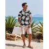 COOFANDY Men’s Casual Button Down Shirts Short Sleeve Textured Summer Beach Shirt with Pocket(Black-white Floral)