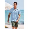 COOFANDY Men’s Casual Button Down Shirts Short Sleeve Textured Summer Beach Shirt with Pocket(Clear Blue)