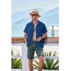COOFANDY Men’s Casual Button Down Shirts Short Sleeve Textured Summer Beach Shirt with Pocket(Denim Blue)