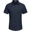 COOFANDY Men’s Casual Button Down Shirts Short Sleeve Textured Summer Beach Shirt with Pocket(Indigo)