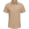 COOFANDY Men’s Casual Button Down Shirts Short Sleeve Textured Summer Beach Shirt with Pocket(Khaki)