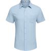 COOFANDY Men’s Casual Button Down Shirts Short Sleeve Textured Summer Beach Shirt with Pocket(Light Blue)
