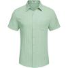 COOFANDY Men’s Casual Button Down Shirts Short Sleeve Textured Summer Beach Shirt with Pocket(Light Green)
