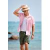 COOFANDY Men’s Casual Button Down Shirts Short Sleeve Textured Summer Beach Shirt with Pocket(Light Pink)
