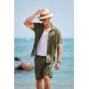 COOFANDY Men’s Casual Button Down Shirts Short Sleeve Textured Summer Beach Shirt with Pocket(Olive Green)