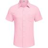 COOFANDY Men’s Casual Button Down Shirts Short Sleeve Textured Summer Beach Shirt with Pocket(Pink)