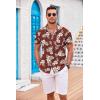 COOFANDY Men’s Casual Button Down Shirts Short Sleeve Textured Summer Beach Shirt with Pocket(Red-white Floral)