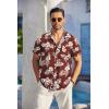 COOFANDY Men’s Casual Button Down Shirts Short Sleeve Textured Summer Beach Shirt with Pocket(Red-white Floral)