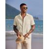 COOFANDY Men’s Casual Button Down Shirts Short Sleeve Textured Summer Beach Shirt with Pocket(Vanilla Ice)