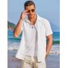 COOFANDY Men’s Casual Button Down Shirts Short Sleeve Textured Summer Beach Shirt with Pocket(White)
