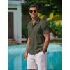 COOFANDY Men’s Casual Button Down Shirts Short Sleeve Wrinkle-Free Summer Beach Wear(Army Green)